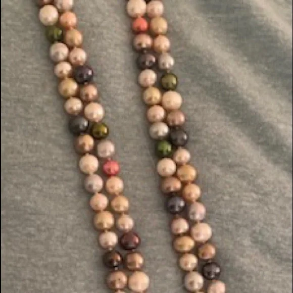 Large Long multicolored Hand Knotted PEARLS~Gorgeous! $500 Value!